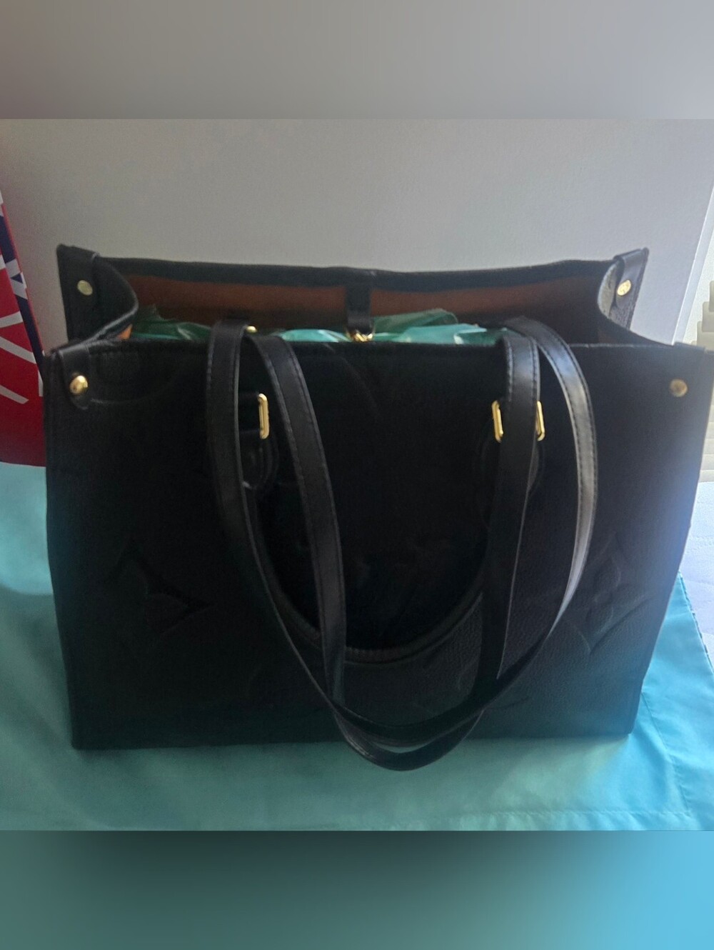 LIKE NEW! DESIGNER INSPIRED BLACK TOTE WITH DUAL HANDLES
